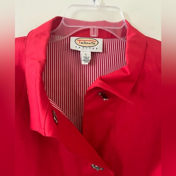 Talbots Petite Red Women's Cotton Jacket with Pinstripe Lining Women’s size L - Picture 5 of 14